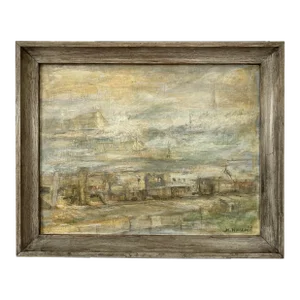 Vintage Landscape Oil on Masonite Framed Painting
