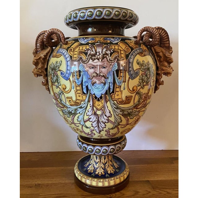 Traditional Sarregemines 1880 Monumental French Majolica Jardinière For Sale - Image 3 of 8