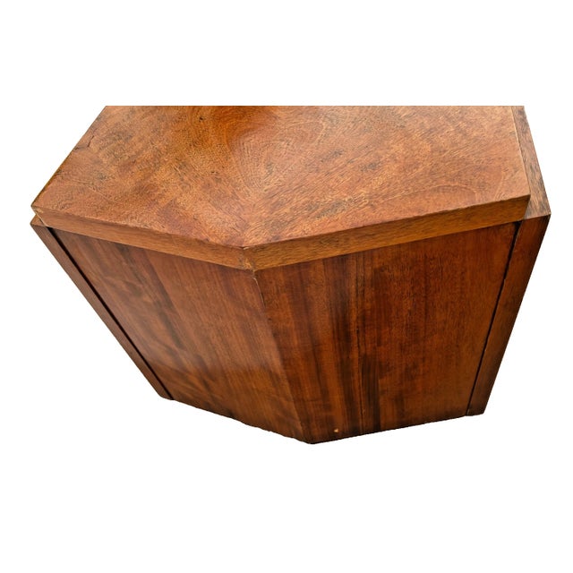 1970s Vintage Lane Staccato Block Brutalist Nightstand Cabinet Side Table MCM Hexagon For Sale - Image 5 of 11
