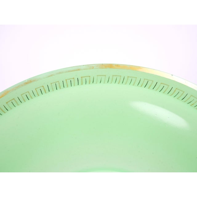 French French Green Opaline Baccarat Crystal Engraved & Gilt Napoleon III Punch Bowl For Sale - Image 3 of 10