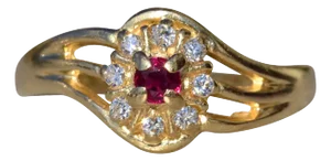 The Roseburg: Ladies 14K Ruby and Diamond Retro Ring