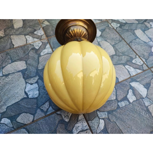 Art Deco Brass Ceiling Lamp, 1920s For Sale - Image 4 of 8