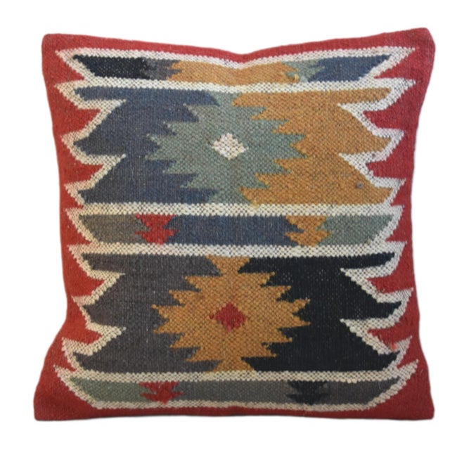 Stunning Southwestern Handwoven Kilim Feather/Down Pillow For Sale In Los Angeles - Image 6 of 6