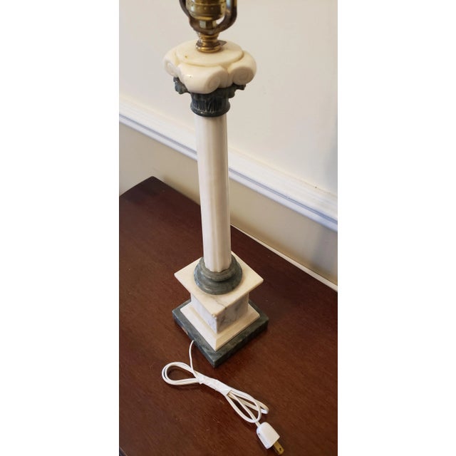 Italian Italian Vintage Carrara Marble Table Lamp For Sale - Image 3 of 11