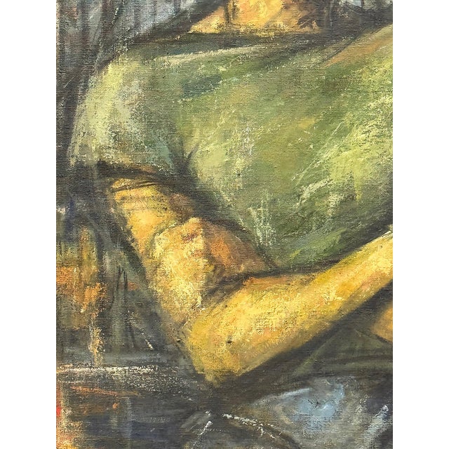 Wood Large Luis Alvarez Mid-Century Portrait Oil Painting, Newly Framed For Sale - Image 7 of 8