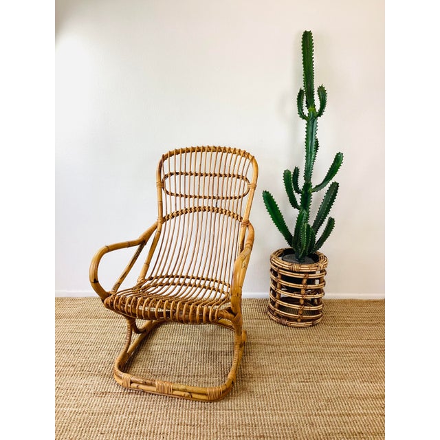 Mid-Century Modern Vintage 1960s Tito Angoli Rattan Chair For Sale - Image 3 of 12