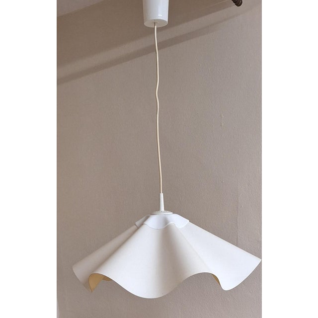 Vintage Tovaglia Tablecloth Lamp in White Vinyl with Plastic Mount, 1970s, in Very Good conditions. Designed 1970 to 1979...