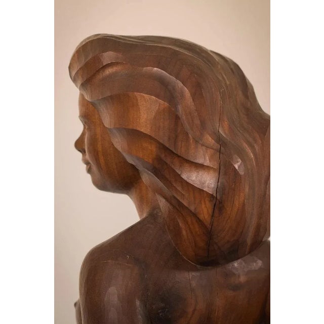 Wood Carved Female Nude with Stand For Sale - Image 13 of 17