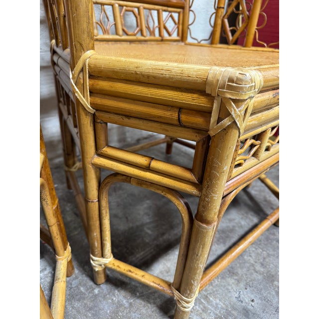 Vintage Boho Coastal Bamboo Arm Dining Chairs - A Pair For Sale - Image 9 of 12