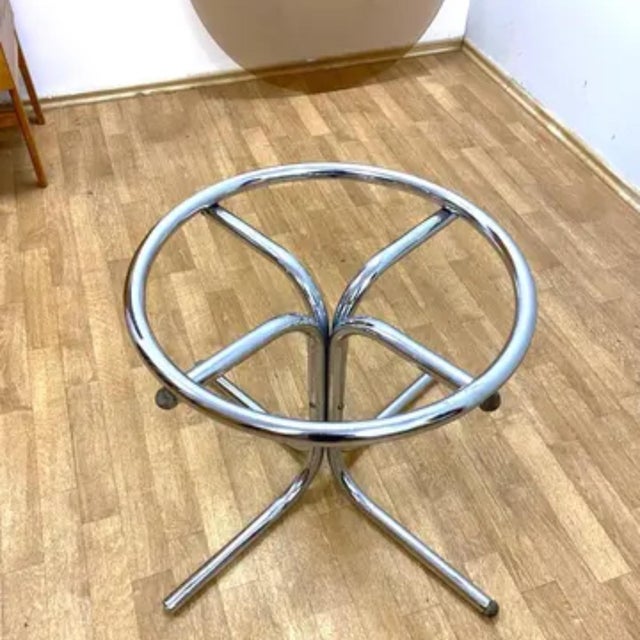 Glass Glass Coffee Table with Chrome Base, 1970s For Sale - Image 7 of 8