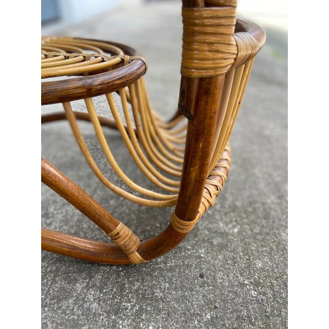 Pair of Bamboo + Rattan Side Tables | Style of Franco Albini For Sale - Image 13 of 13