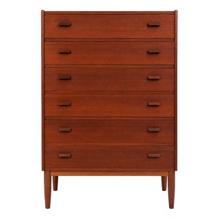 Danish Teak High Chest of Drawers attributed to Poul Volther, Denmark, 1960s attributed to Poul M. Volther for Børge Mogensen For Sale