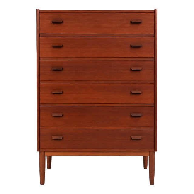 Danish Teak High Chest of Drawers attributed to Poul Volther, Denmark, 1960s attributed to Poul M. Volther for Børge Mogensen For Sale