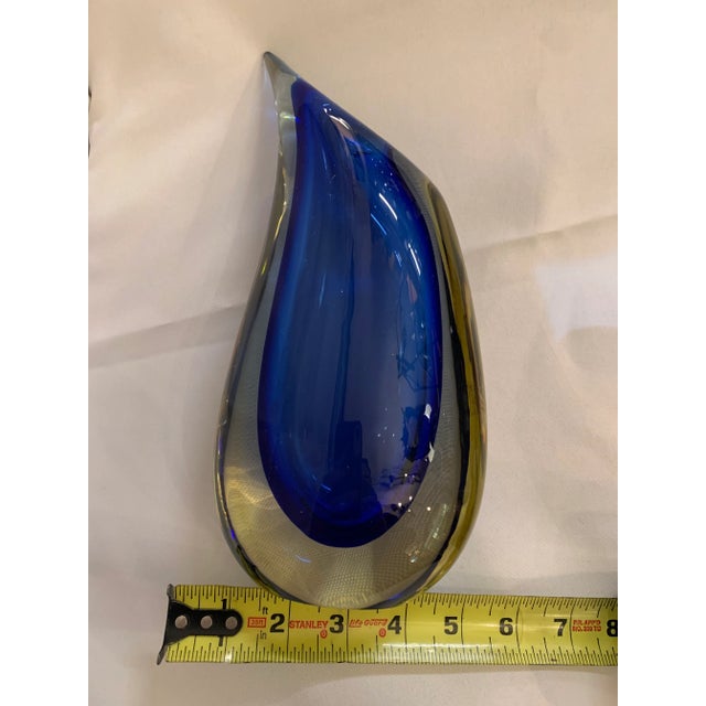 1980s Oggetti Blue/Citrine Murano Glass Vase For Sale - Image 9 of 13