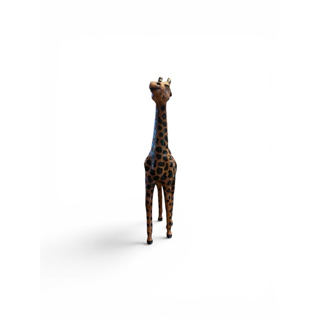 Vintage Leather Wrapped African Giraffe Figurine 18” Tall. For Sale - Image 10 of 10