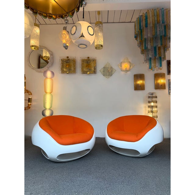 Textile Pair of Fiberglass Pod Armchairs by Mario Sabot, Italy, 1970s For Sale - Image 7 of 15