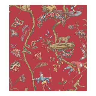 Sample - The House of Scalamandré Chinoise Exotique Removable Wallcovering, Tomato For Sale