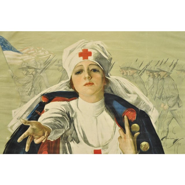 Original Vintage 1918 Wwi Harrison Fisher Poster Red Cross Christmas Roll Call For Sale In Philadelphia - Image 6 of 16
