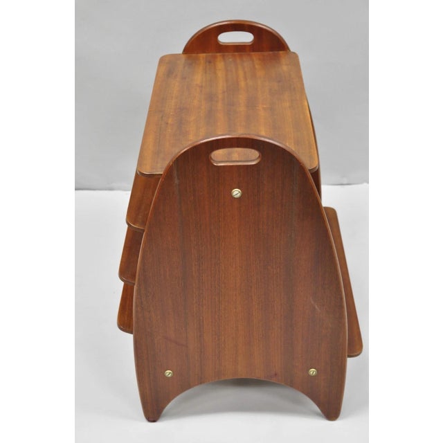 Mid Century Danish Modern Teak Wood Magazine Rack Book Stand Bookcase Side Table For Sale - Image 10 of 18