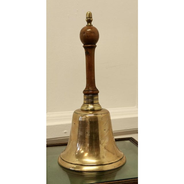 Wood Antique Brass Hand Bell For Sale - Image 7 of 7