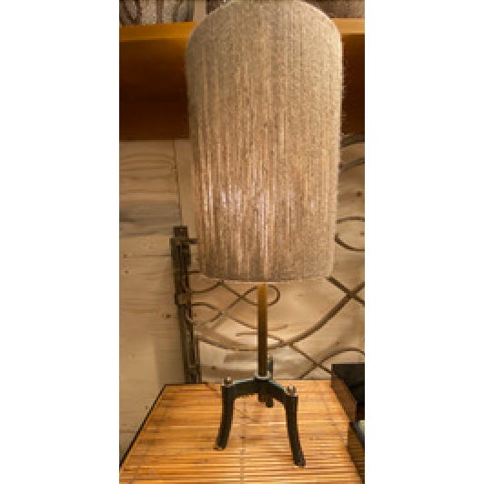 Leather and Brass Table Lamp Designer: Jacques Adnet Material: Brass, Cow Leather Made in France 1950s