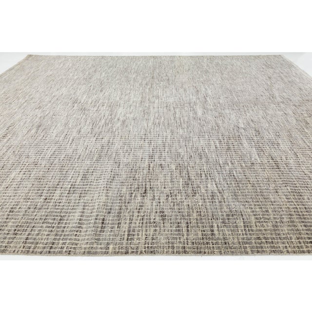 Modern Moroccan Style Wool Rug Neutral Earth Tones & Minimalist Grid Pattern For Sale In New York - Image 6 of 10