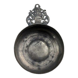 19th Century American Danforth & Boardman Pewter Coronet Ear Porringer For Sale