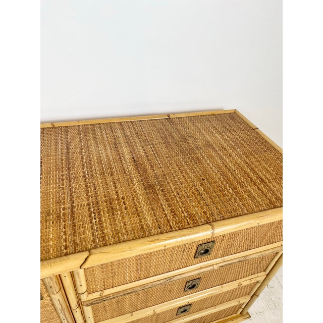 Wood Vintage 70's Dal Vera Italian Rattan Sideboard For Sale - Image 7 of 12