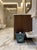 2000 - 2009 Vintage Balinese Hand-Painted Wood Cachepot or Trash Can | Teal & Lotus Motif For Sale - Image 5 of 9