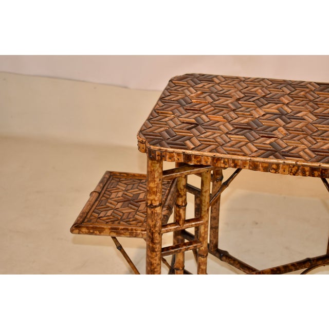 Circa 1920 English Bamboo Side Table With Side Shelves For Sale In Greensboro - Image 6 of 11