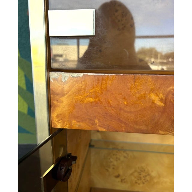 Postmod Thomasville Burl & Smoked Glass Illuminated Curio Cabinet For Sale - Image 14 of 15