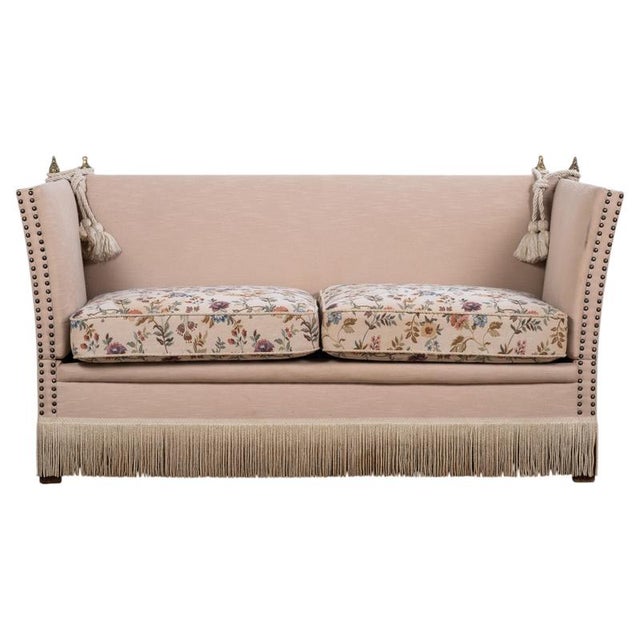Vintage Velvet Knole Sofa with Floral Cushions, 1950s For Sale - Image 12 of 12