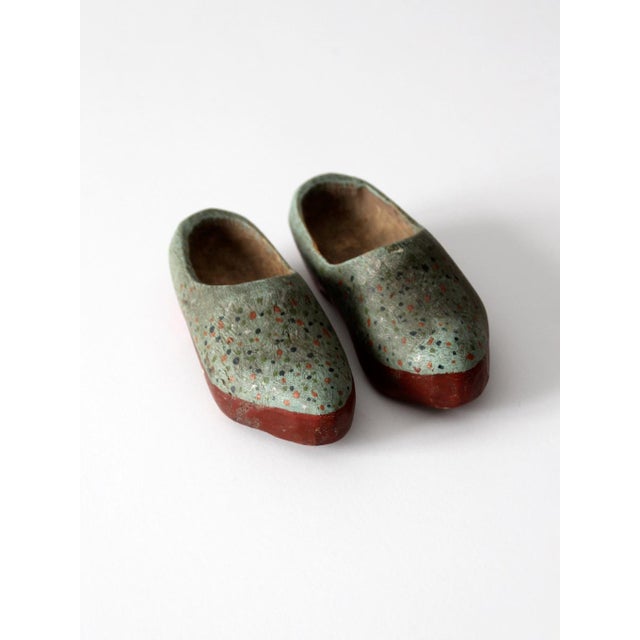 Early 20th Century Antique Hand Painted Children's Wooden Clogs For Sale - Image 5 of 9