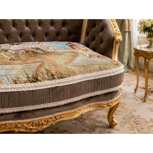 Wood 1950s French Atelier Louis XVI Gold Beech Settee - 1 Pc For Sale - Image 7 of 13
