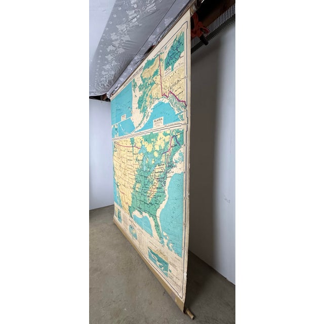 1960s Vintage 1960’s United States School Wall Map by Denoyer-Geppert For Sale - Image 5 of 12
