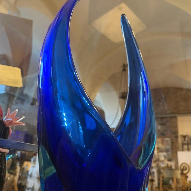 1960s Blue and Turquoise Heavy Murano Glass Huge Centerpiece by Flavio Poli For Sale - Image 9 of 18