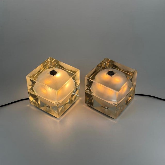 Satin Cubosfera Lamps by Mendini for Fidenza Vetraria, 1960s, Set of 2 For Sale - Image 3 of 18