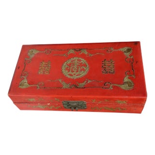 Antique Chinese Leather Letter Box For Sale