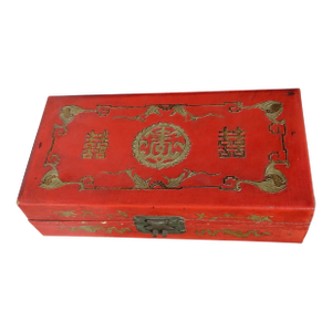 Antique Chinese Leather Letter Box