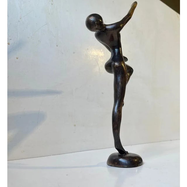 1970s Vintage Androgynous Sculpture in Patinated Bronze, 1970s For Sale - Image 5 of 9