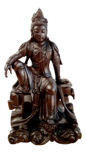 Early 20th Century Chinese Carved Hongmu Zizai Kuan Yin