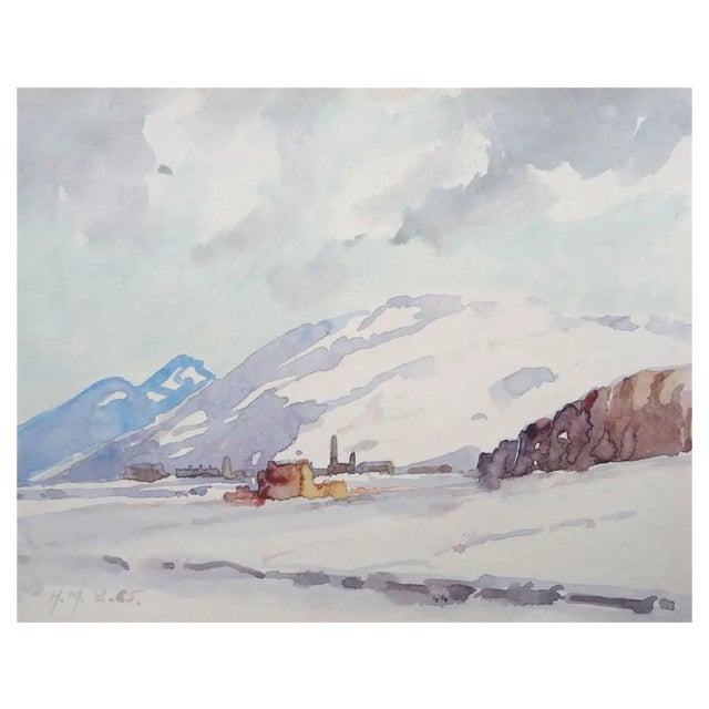 Herberts Mangolds, Winter Landscape, 1965, Watercolor on Paper For Sale
