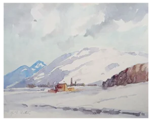 Herberts Mangolds, Winter Landscape, 1965, Watercolor on Paper