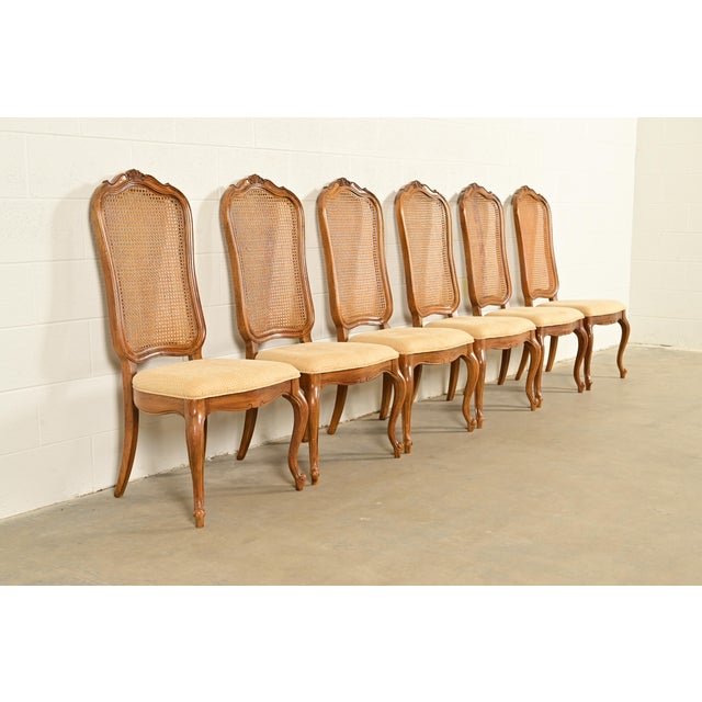 Thomasville French Provincial Louis XV Carved Walnut and Cane Back Dining Chairs, Set of Six For Sale - Image 13 of 13