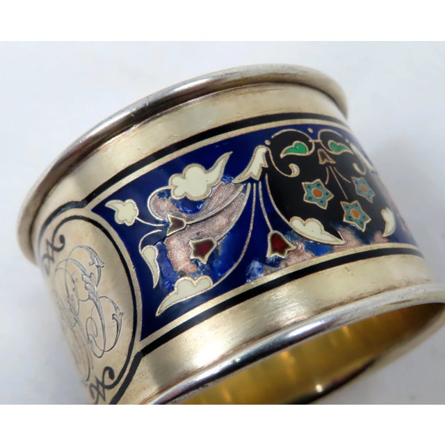Antique Sterling Silver Enamel Napkin Ring by David Andersen of Oslo Norway For Sale - Image 9 of 13