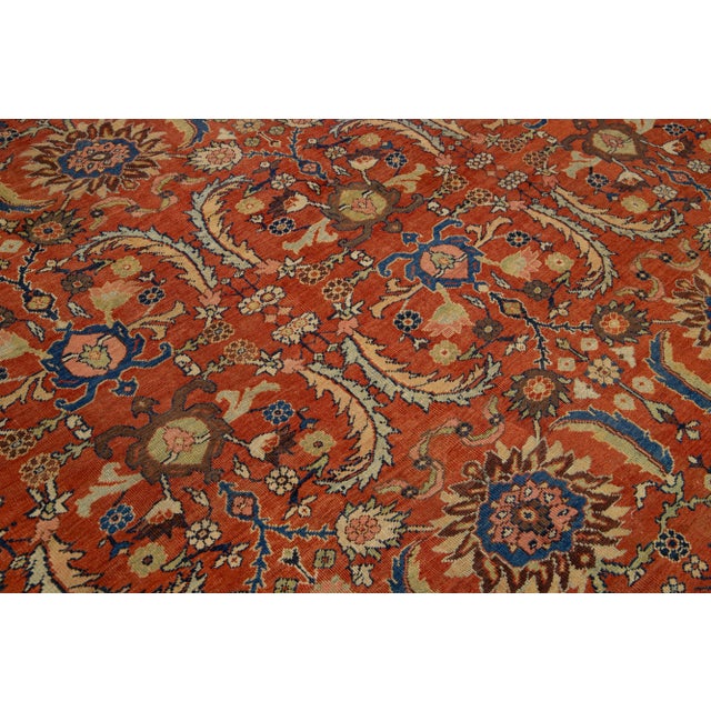 Handmade Antique Persian Sultanabad Rust Wool Rug With Allover Design For Sale - Image 10 of 10