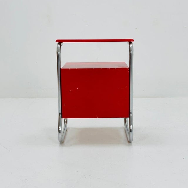 Red Bauhaus Nightstand with Shelf in Red, 1970s For Sale - Image 8 of 11