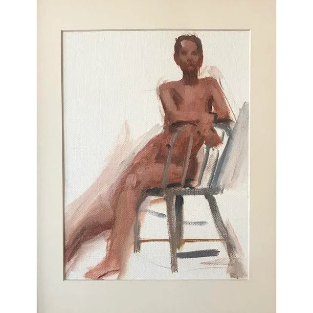 Vintage original oil painting of a seated nude woman by Harry Barton From the estate of the artist with estate stamp...