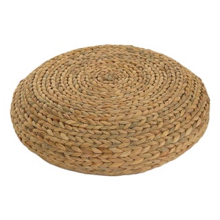 Small Woven Floor Low-Profile Pouf For Sale