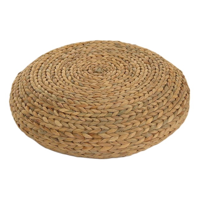 Small Woven Floor Low-Profile Pouf For Sale